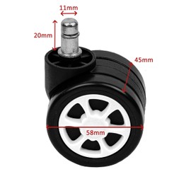 Loywe 5 x Office Chair Castors Hard Floor Wheels for Office Chair Castors Replacement 11 mm x 20 mm Black with White LWA106W