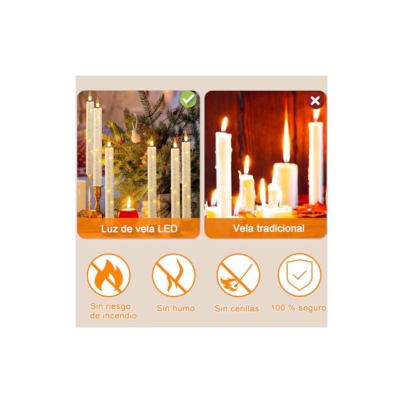 Velas de Pilas sin Llama, Velas decorativas con Cuerda Starlight,