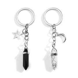 Tranbath Crystal Stone Keychain Set for Women, Black and White Crystals, Gifts for Friends, Travel Accessories, Inspirational Friendship Keyring, Unique Women Gift, Special Girlfriend Gifts