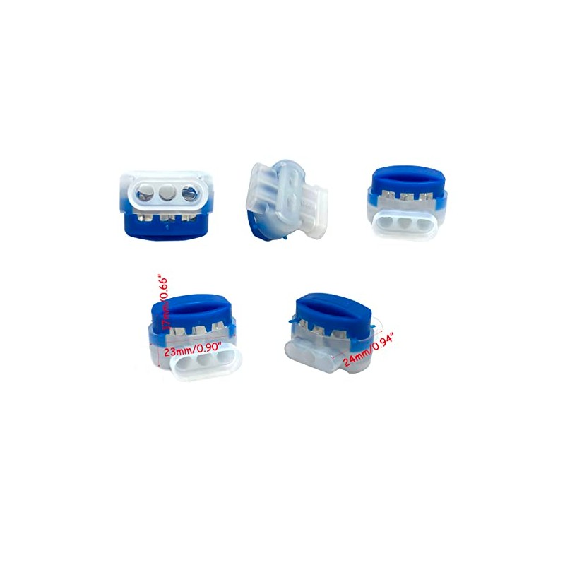 30Pcs 3 Way Wire Connectors,Waterproof Electrical 314-BOX Self-Stripping Pigtail Connectors