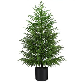 ENVEN ENVEN 4FT Artificial Norfolk Pine Christmas Tree Faux Holiday Tree with Black Pot, Realistic Indoor Decoration for Entryway, Living Room, Office, Apartment
