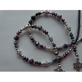 Handmade IRIDESCENT CRYSTALS RHINESTONES EYEGLASSES HOLDER CHAIN NECKLACE LOBSTER CLASPS