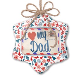 NEONBLOND Christmas Ornament I Love My Dad, Vintage Letter Red White Blue Xmas
