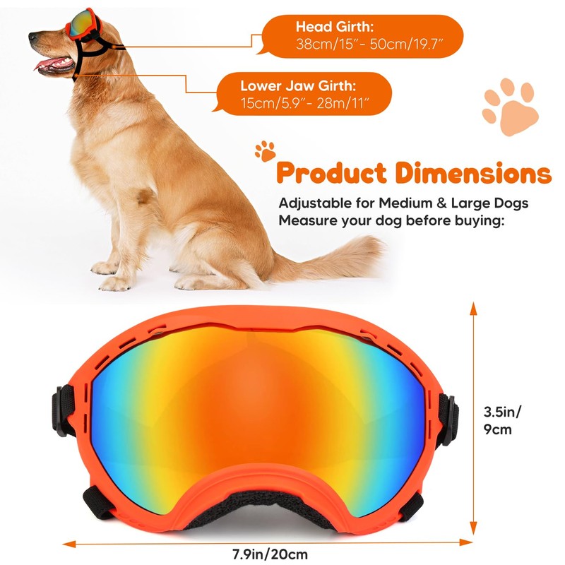Dog Goggles,UV Protection Dog Sunglasses for Medium-Large Breed,Dogs Eye Protection