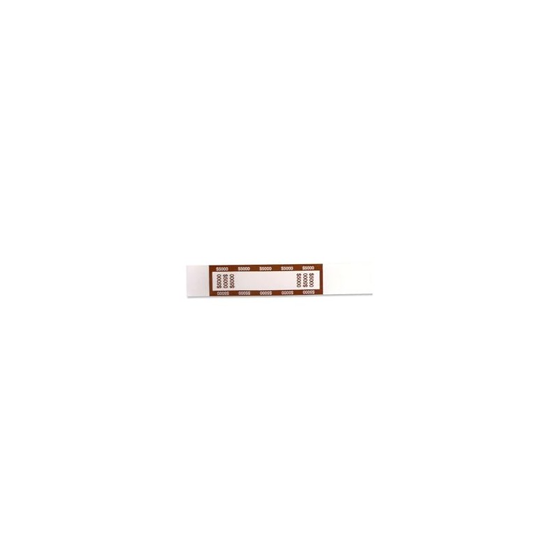 CONTROLTEK $5000 Currency Strap, White/Brown, 1000/Pack (560022)