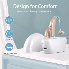 Wuvee 1 Pair of Digital Hearing Aids Severe Loss Rechargeable Invisible BTE Ear Aids