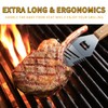 Qinshaine 4-in-1 BBQ Spatula, Multifunction Grill Spatula with Wooden Handle,