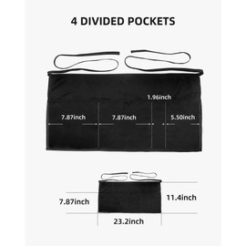 Argstar 2 Pack Black Server Apron with 4 Pockets, Waterdrop Resistant Waitress Waiter Waist Aprons