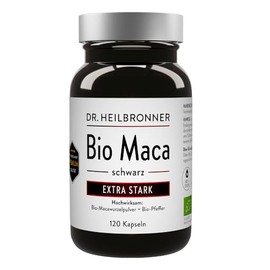 Dr. Heilbronner Bio Maca-schwarz Kapseln Hochdosiert Männerfeuer Superfood 120 Kapseln vegan in der Glasflasche