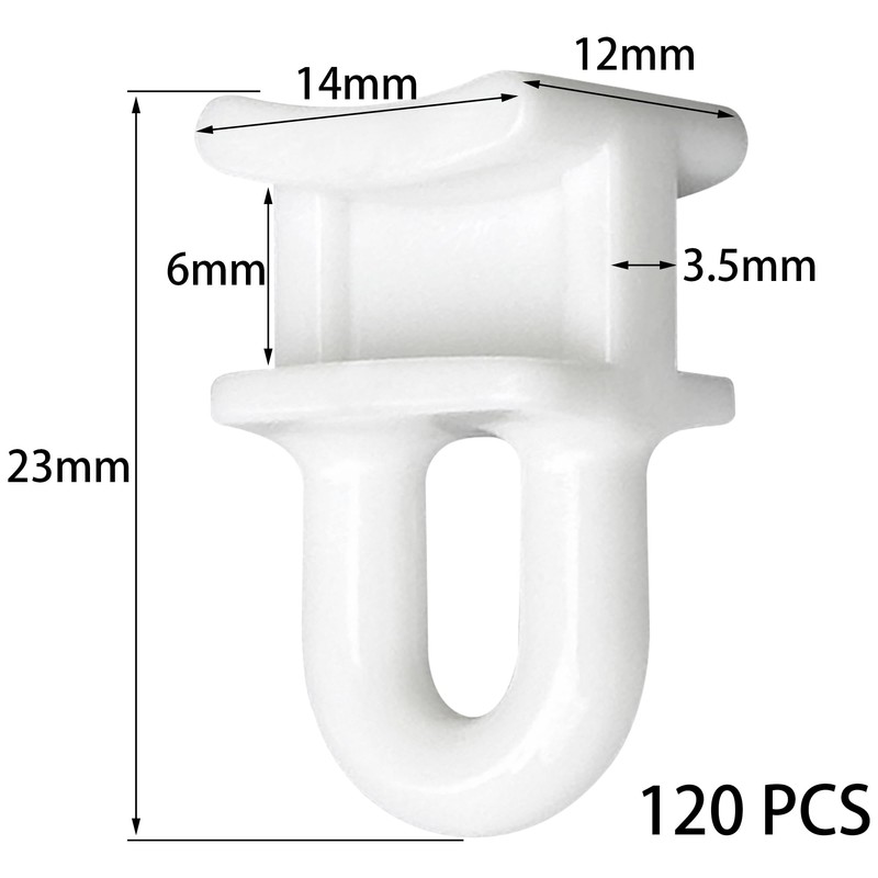 120 PCS Curtain Track Rollers Pulleys,Plastic Curtain Track Glider Hooks