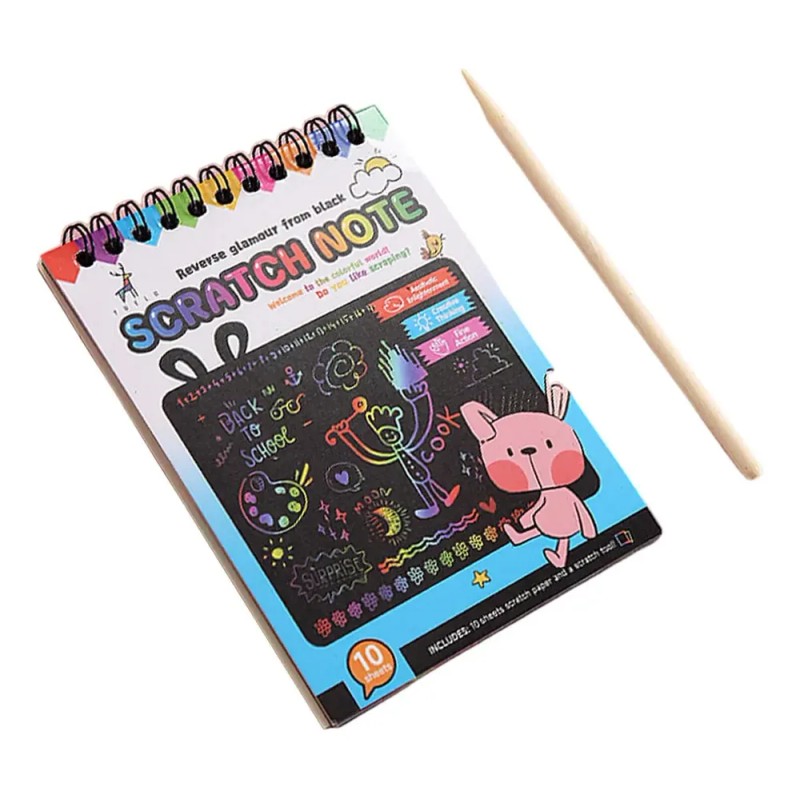 Juego De Notas Artísticas De Papel Para Rascar, Hojas Azul