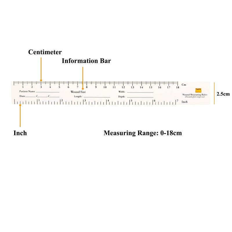 18cm Educare Wound Ruler Upgraded - (Paper) Wound Measuring Tape