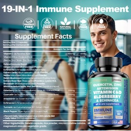 MEGNETA Immune Support Supplement with 200mg Elderberry, Quercetin, Artemisinin, Turmeric & Echinacea (1 Pack 60 Count)