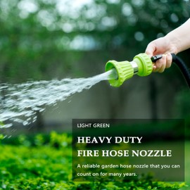 HOSUN Fireman Style Hose Nozzle, Garden Hose Nozzle, Heavy Duty Brass Nozzle, Leak Proof & Best High-Pressure Sprayer for Plants Watering, Car Washing, Pet Washing (Green)