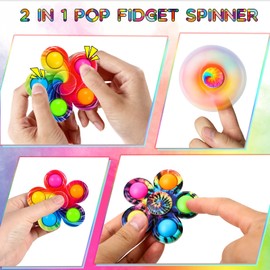 SCIONE Easter Basket Stuffers for Kids, 6 Pack Fidget Spinner Pop Sensory Toy Easter Party Favors Set, Classroom Exchange Gifts for Easter Party Supplies Girls Boys