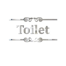 Toilet Sign Wall Sticker Wall Art Sticker Home Decoration Bathroom Removable Cute Door Stickers for Toilet/Laundry Room/Bathroom/Restroom (Silver)