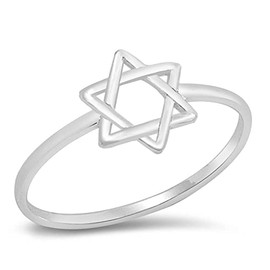 Star of David Religious Unique Ring New .925 Sterling Silver Band Size 8