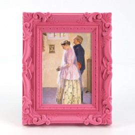 FOLKOR - Marco de fotos pequeño de 5 x 7 pulgadas con acabado de terciopelo, bonito marco de fotos decorativo rosa para mujeres femeninas, recámara, sala de estar, marco ornamentado clásico para
