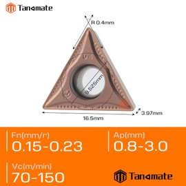 TANOMATE 10pcs TCMT32.51 TCMT16T304 Indexable Carbide Turning Insert Lathe Cutting Tools for Stainless Steel, GM Chipbreaker
