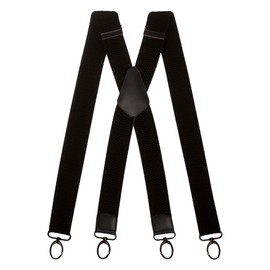 Olata Extra Wide Mens X-Shape Braces in Black with Coloured Leather and Snap Hook - 4cm, black