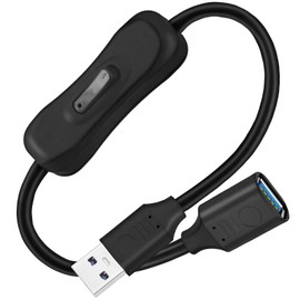 BENACES USB On/Off Switch Power Cable, 5Gbps USB 3.0 Extension Cable, 1FT Type A Male to Female Charger Cord, Support Both Data & Power, Suitable for LED Lamps, Laptops & Other Low-Power Appliances