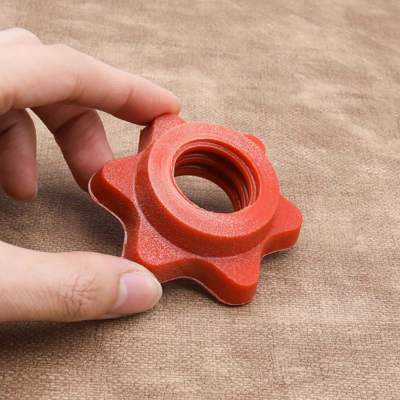 EMSea 4X 25mm Barbell Bar Hex Nuts 1 Inch Red