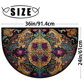 cfpolar Ethnic Half Round Door Mat, Vintage European Style Semicircle Welcome Mat, Non Slip Area Rug Soft Doormat for Front Door Indoor Entrance Wear Resistant for Garage Patio Home 24 x 36 in
