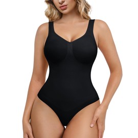 BRABIC Shapewear Bodysuits for Women Tummy Control Shapewear Seamless Faja Body Shaper Suit (Black,Large)