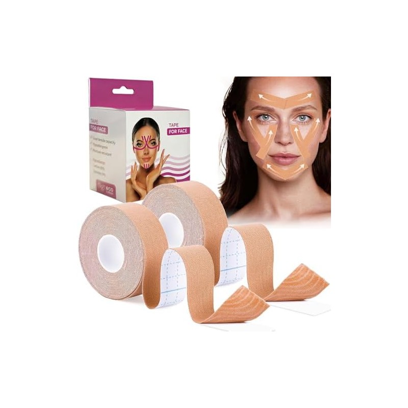 2 Pieza Cinta lifting facial, 2.5*10M Parches de Antiarrugas(Tono de