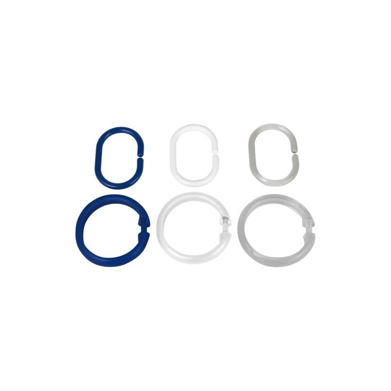 Wenko 19190100 Shower curtain rings, small, set of 12, oval,