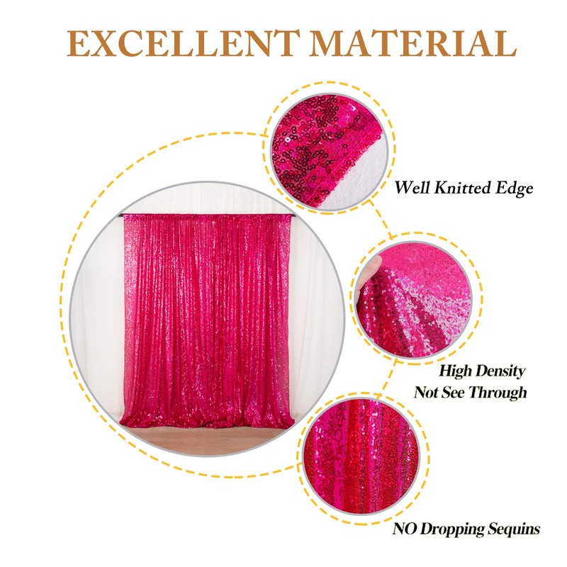 ShinyBeauty Sequin Backdrop 125x215cm Fuchsia Backdrop Decoration 1 Panel Hot