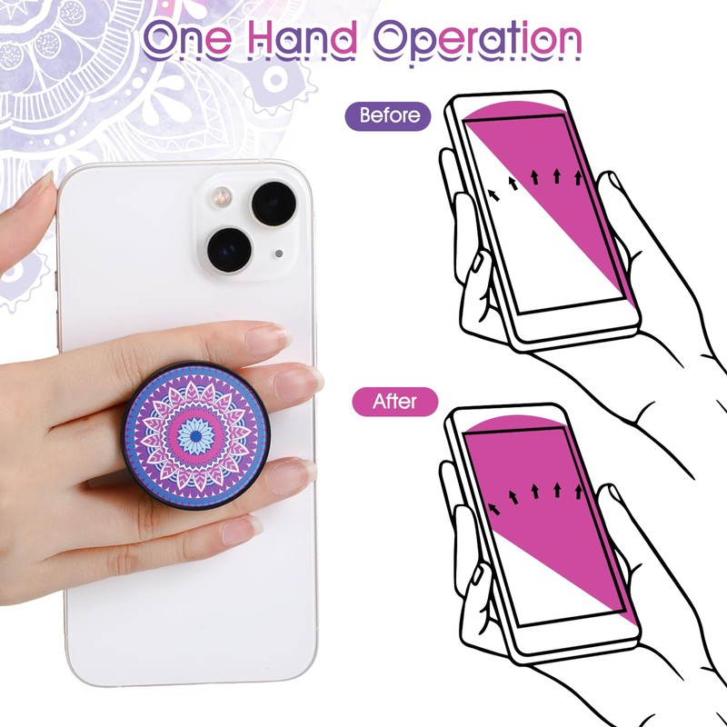 Honoson 9 Pieces Cell Phone Grip Holder Collapsible Holder Colorful