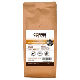 Coffee Masters Brazil Yellow Bourbon Coffee Beans 200g - Single Origin 100% Arabica Coffee Beans, Heavy Bodied Creamy Espresso - Brazilian Coffee for Espresso Machines - Great Taste Award Winner 2024