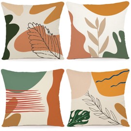 ZWJD Cushion Covers, 40 x 40 cm, Set of 4, Outdoor Cushion Covers, Linen Cushion Covers, Geometric Pattern, for Sofa, Living Room, Decorative, A048-16