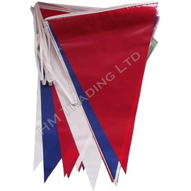 Red White Blue Pennant Flag Bunting Banner 20 Flags 10M - 32 feet Long