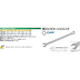 KTC (ke-te-si-) 薄口 Combination Wrench MS3 – 15T