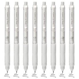 BAYTORY 8Pcs Retractable Gel Pens Black Ink, 0.5mm Fine Point Quick Dry Gel Ink Pen, Aesthetic Smooth Writing Pens with Comfortable Grip (White)