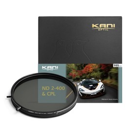 KANI 812803 105mm Variable ND Filter, ND2-400+CPL, Dimming Effect, Up to 8 2/3 Stop Dimming Effect, Multi-Purpose Filter, Includes Detachable Adjustment Knob, X-Shape Suppression at High