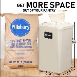 WHITE FEATHER SUPPLIES 4 PC [2 x 6.5L/220 oz + 2 x 5.2L/175 oz] Large Airtight Food Storage Containers with Lids, BPA Free Plastic Kitchen & Pantry Containers for Flour, Sugar, Rice + 4 Measuring Cups