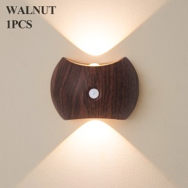 Motion Sensor Wireless Magnetic Night Lights Smart Home Decor Usb Rechargeable Wall Lamps Bedroom Bedside Led Lights for HomeBody color: Brown, Lamp Power(W): 1, Lamp Sizes: Small