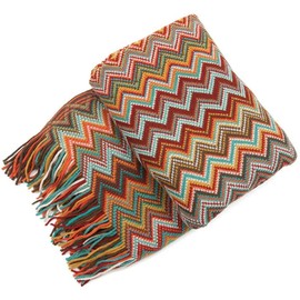 VANJOROY Bohemian Sofa Large Throw Blanket with Tassels, Warm soft cozy Decorative Armchair knited Throw for Couch Sofa Bed and Furniture. (130×180(50×70In), Red)