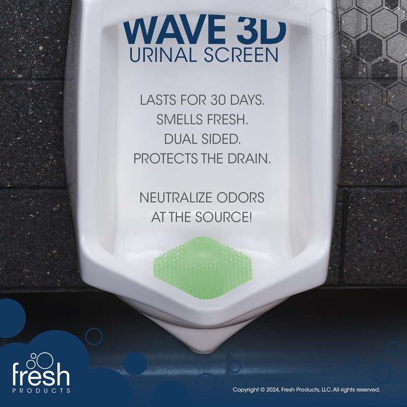 Fresh Products Wave 3D Urinal Screen Virtually Eliminates Urine Splash