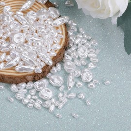 White Drop Faux Pearls Natural Freshwater Cultured Pearls Loose Beads for Vase Fillers Irregular Freshwater Pearls for Threading DIY Necklace Bracelet Earrings Craft Jewellery Making 180 Pieces