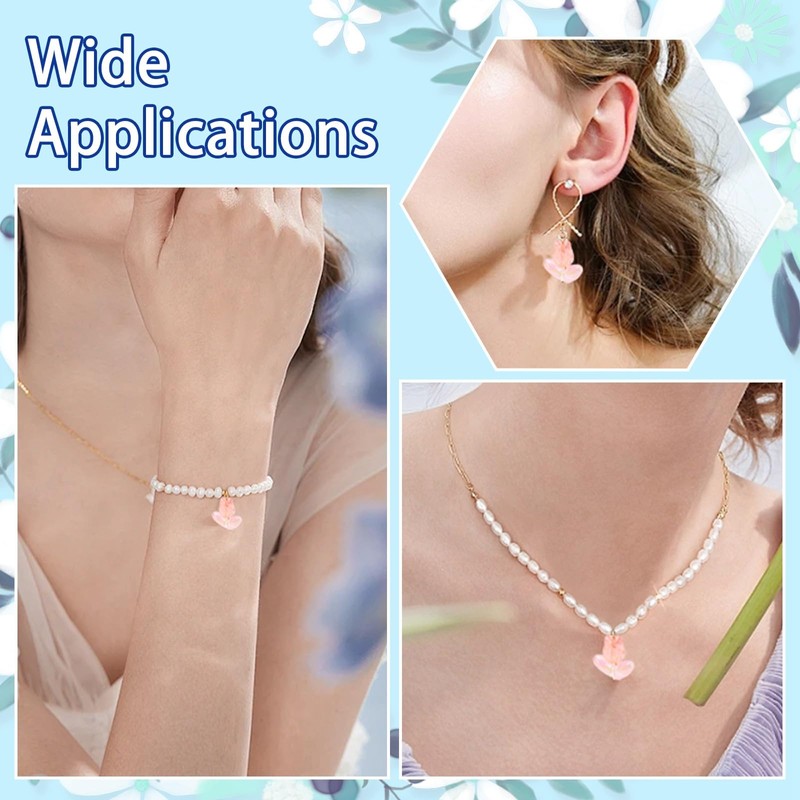 LiQunSweet 20 Pcs Transparent Luminous Leaf Acrylic Beads UV Plating