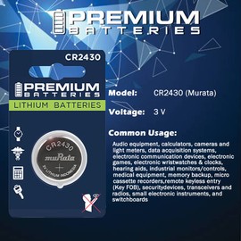 Premium Murata CR2430 Lithium 3V Coin Cell - Japanese Engineered High Capacity Batteries (6 Pack)