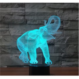 SUPERRUIDALONG 3D Lamp Elephant Night Light Remote Control Power Touch Table Desk Optical Illusion Lamps 16 Color Changing Lights Home Decoration Xmas Birthday Gift