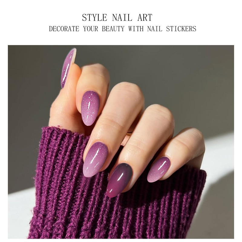 JMEOWIO Semi Cured Gel Strips Nail Art Sticker Wrap Glitter