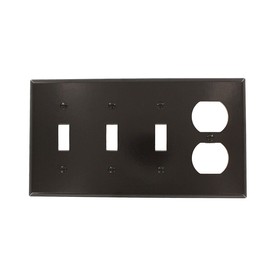Leviton 4-Gang 3-Toggle 1-Duplex Device Combination Wallplate, Standard Size, P38, Brown