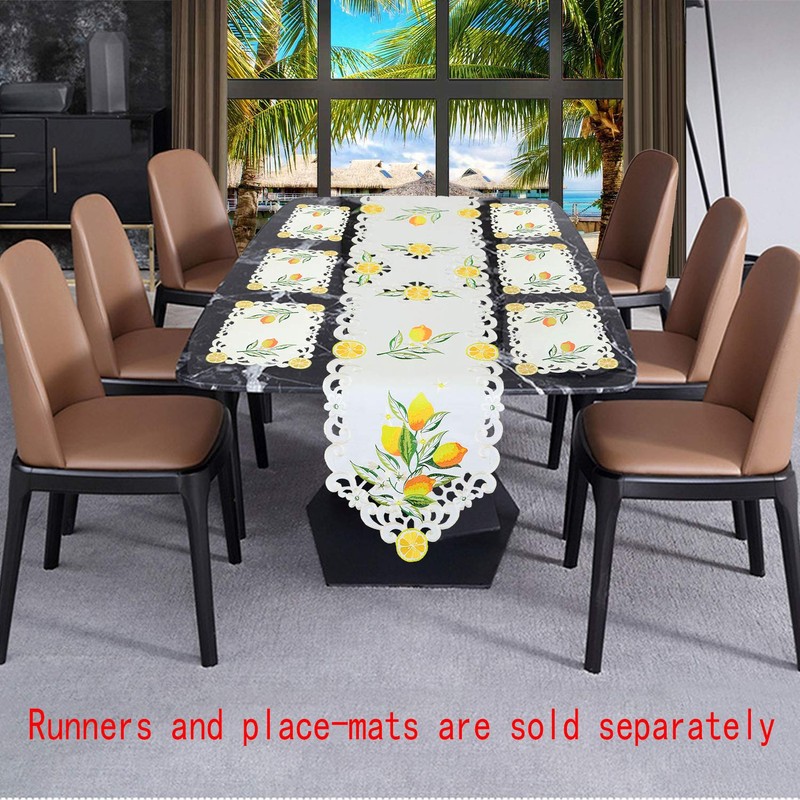 Simhomsen Embroidered Lemon Table Runners, Table Decors for Spring and