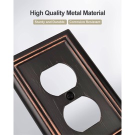 ZILLSEA 4-Pack Duplex Wall Plates, Aged Bronze Outlet Covers, Metal Electrical Outlet Cover Plates, 3.15''*4.88'', Midsize